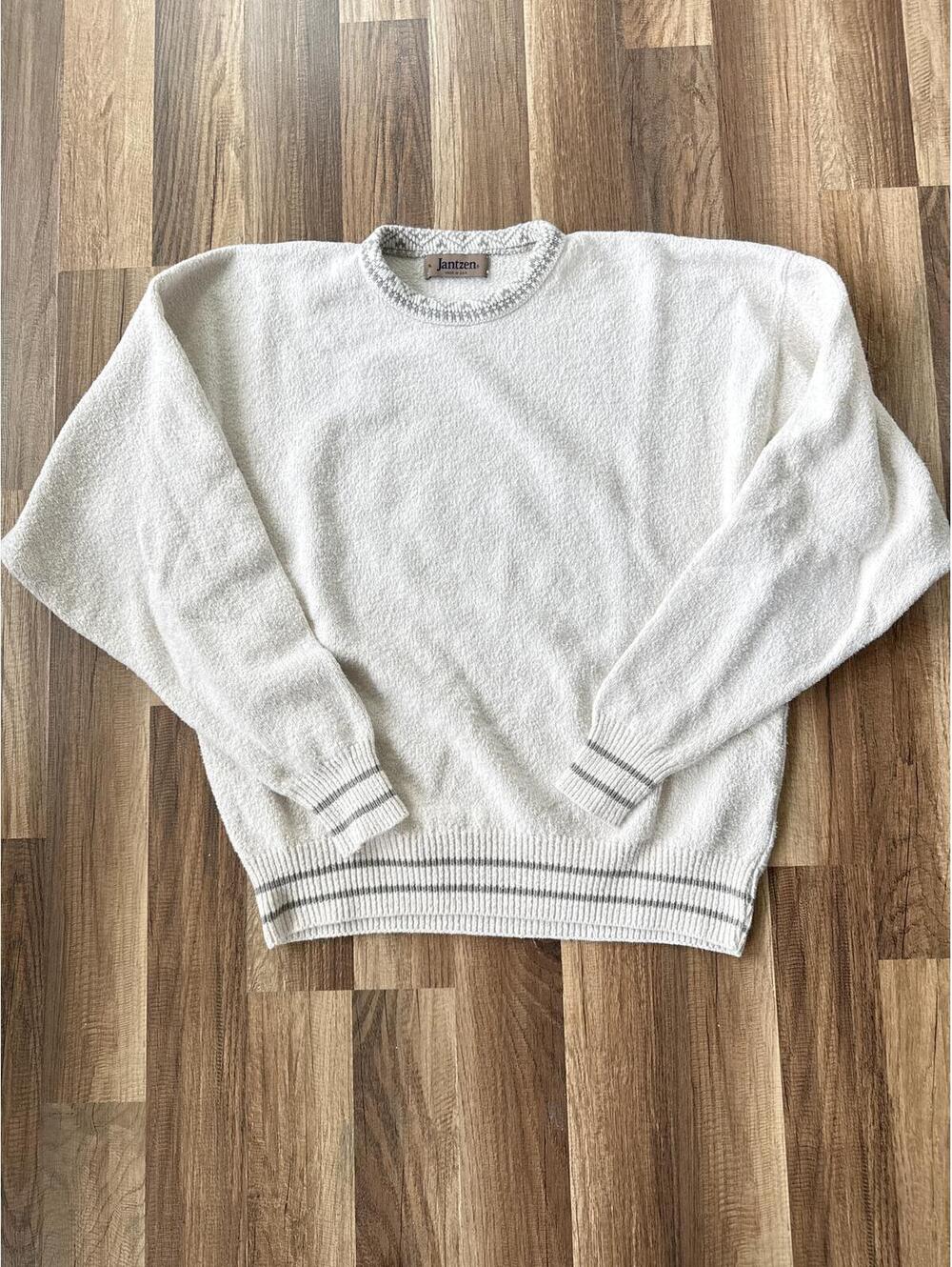 Vintage 80's Jantzen USA cream textured Grandpacore sweater sz XL